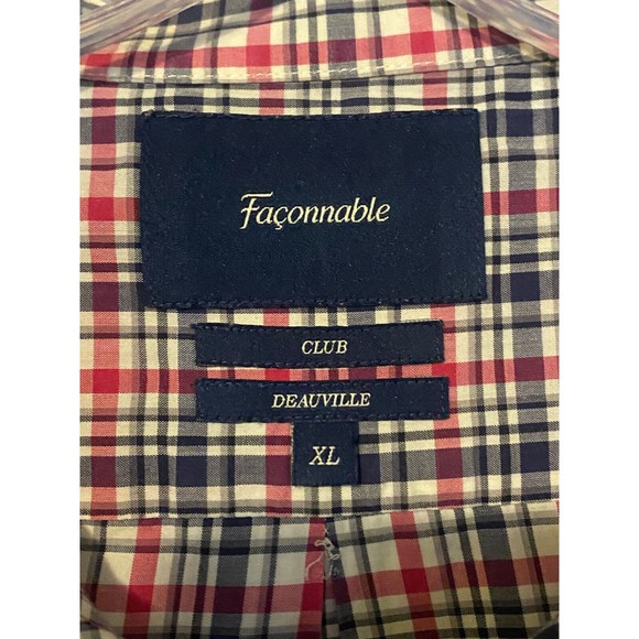 Faconnable Shirt Mens XL Button Up Red Blue White Plaid Adult - Picture 4 of 5